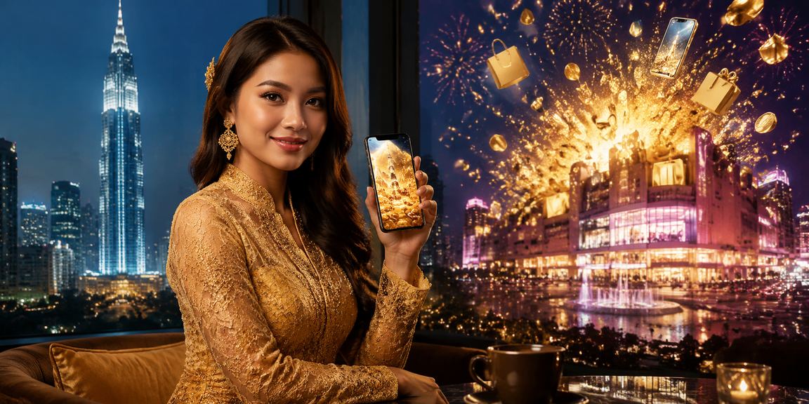 Woman in kebaya attire in Kuala Lumpur playing on a mobile casino